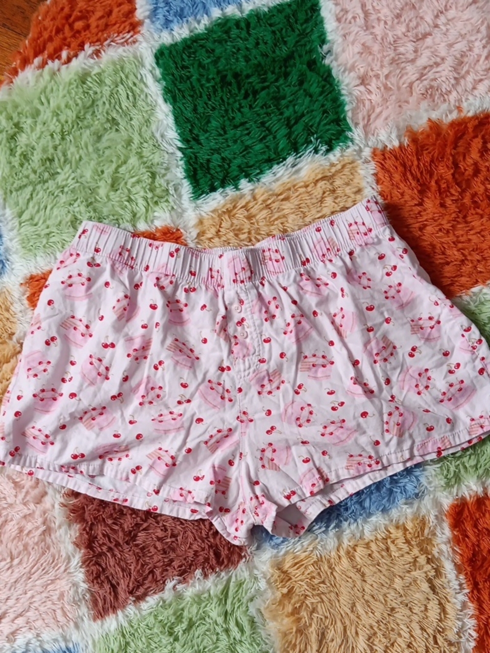 Women’s Pink Cherry Print Cotton Sleep Shorts